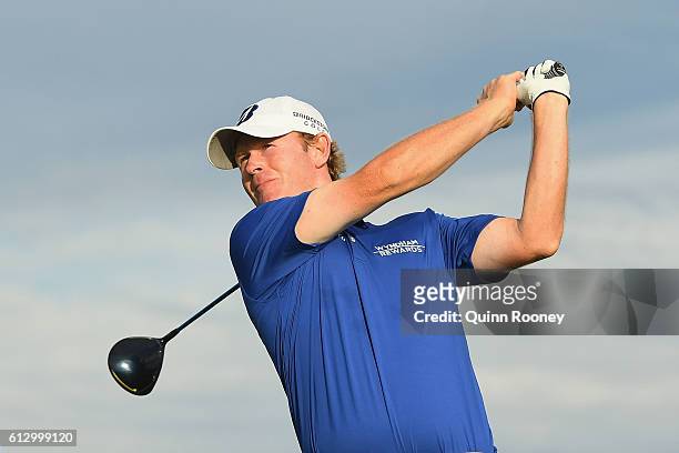 Brandt Snedeker of the USA tees off during day two of the 2016 Fiji International at Natadola Bay Golf Course on October 7, 2016 in Natadola, Fiji.