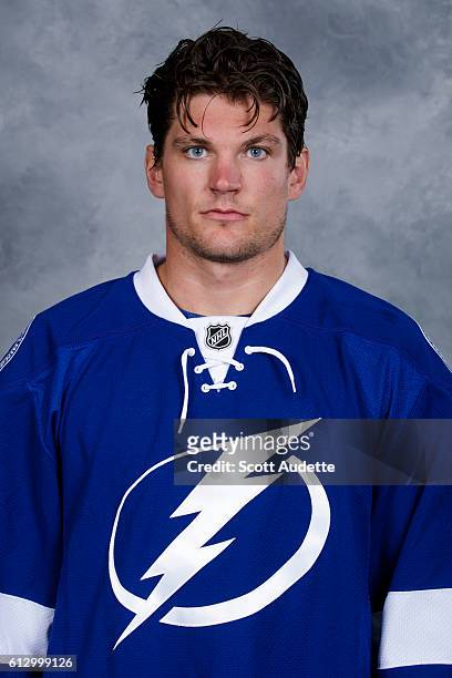 Tye McGinn of the Tampa Bay Lightning poses for his official headshot for the 2016-2017 season on September 22, 2016 at Amalie Arena in Tampa,...