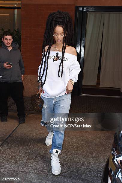 Rihanna is seen on October 6, 2016 in New York City.