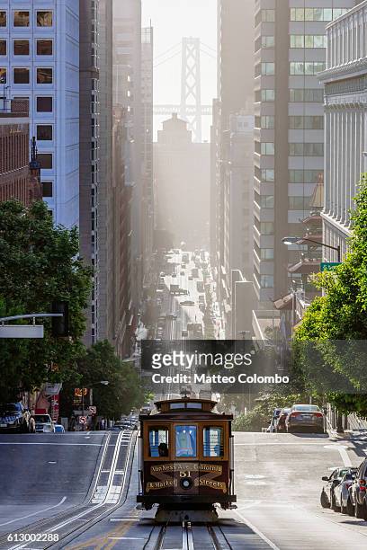cable car in california street, san francisco, california, usa - san francisco california street stock pictures, royalty-free photos & images