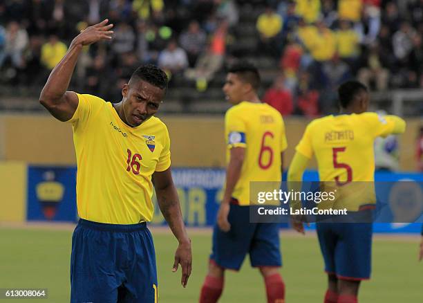 Antonio Valencia of Ecuador gestures during a match between Ecuador and Chile as part of FIFA 2018 World Cup Qualifiers at Olimpico Atahualpa Stadium...