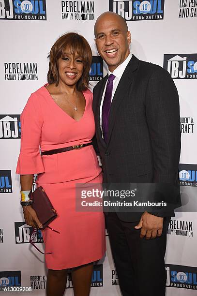 Gayle King and Senator Cory Booker attend the Jon Bon Jovi Soul Foundation's 10 year anniversary at the Garage on October 6, 2016 in New York City.