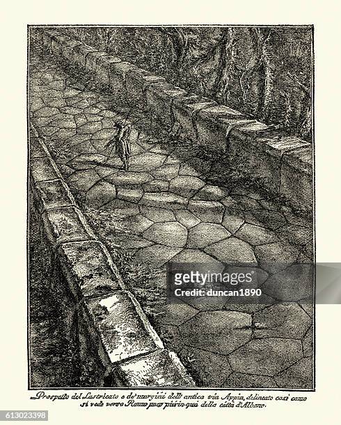 the appian way - paving stone stock illustrations