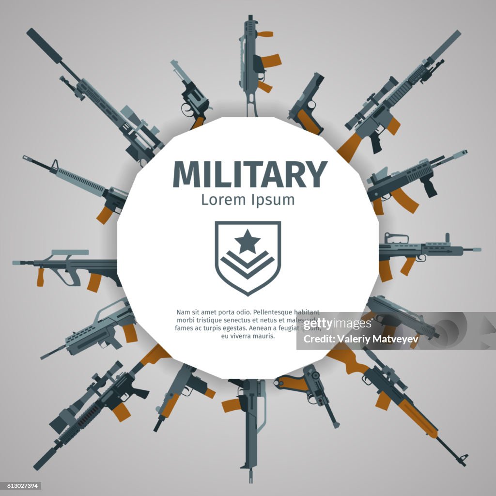 Weapons Data Graphics Weapons Label Vector Guns Badge With Text High-Res Vector Graphic ...