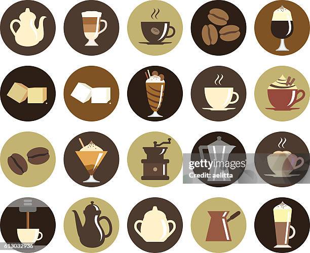 kaffee-icon-set  - whipped food stock-grafiken, -clipart, -cartoons und -symbole