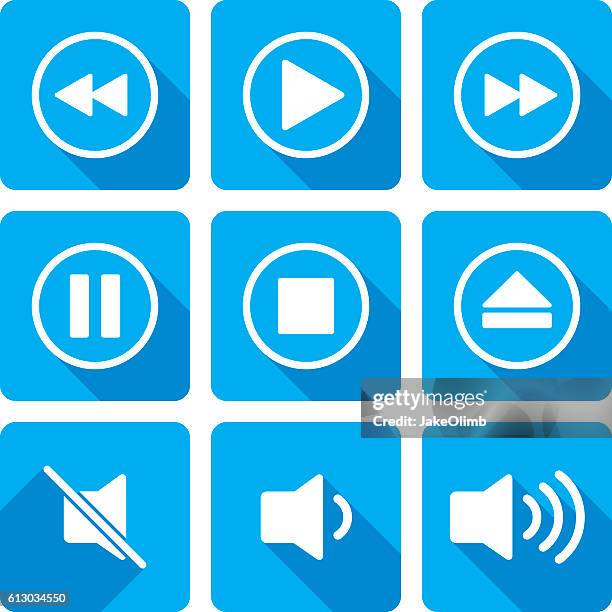 video playback icons silhouette set - fast forward stock illustrations