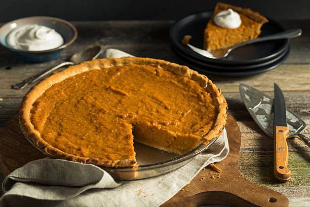 homemade festive sweet potato pie - sweet potato pie stock pictures, royalty-free photos & images