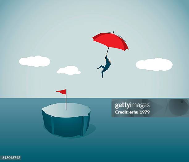 stockillustraties, clipart, cartoons en iconen met adversity - parachute