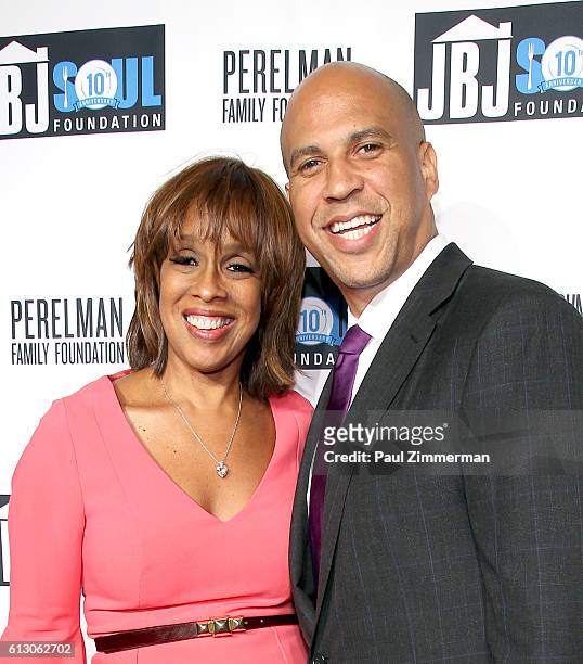 Gayle King and Senator Cory Booker attends the Jon Bon Jovi Soul Foundation 10 Year Anniversary at the Garage on October 6, 2016 in New York City.