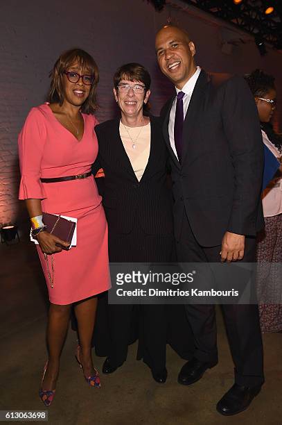 Gayle King, Sister Mary Scullion, and Senator Cory Booker attend the Jon Bon Jovi Soul Foundation's 10 year anniversary at the Garage on October 6,...