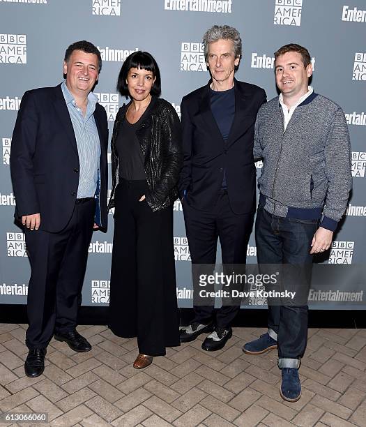 Steven Moffat, Sarah Barnett, Peter Capaldi and Brian Minchin attend EW Hosts An Evening With BBC America on October 6, 2016 in New York City.