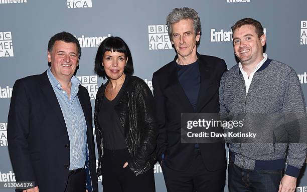 Steven Moffat, Sarah Barnett, Peter Capaldi and Brian Minchin attend EW Hosts An Evening With BBC America on October 6, 2016 in New York City.