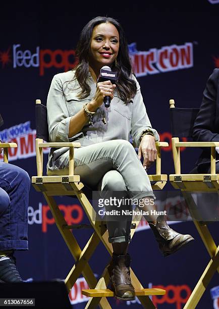 Aisha Tyler speaks at Archer panel during day 1 of 2016 New York Comic Con at Hammerstein Ballroom on October 6, 2016 in New York City