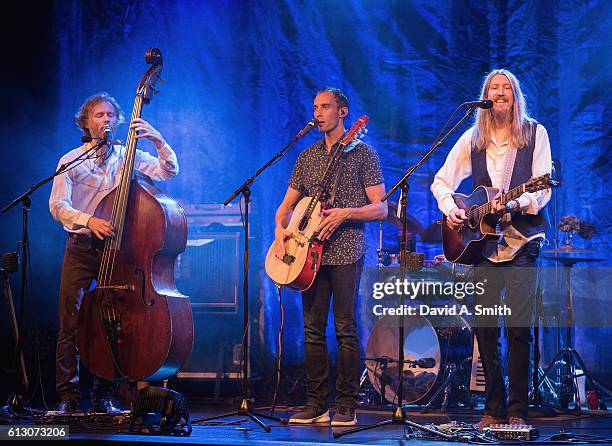 Chris Wood, Jano Rix, and Oliver Wood of The Wood Brothers perform at Iron City on October 6, 2016 in Birmingham, Alabama.