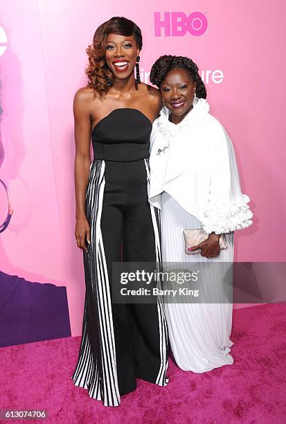 Actress Yvonne Orji and mom Celine attend the premiere of HBO's 'Insecure' at Nate Holden Performing Arts Center on October 6, 2016 in Los Angeles,...