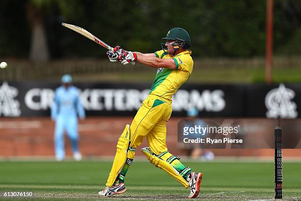William Bosisto of CA XI bats during the Matador BBQs One Day Cup match between New South Wales and the Cricket Australia XI at Hurstville Oval on...