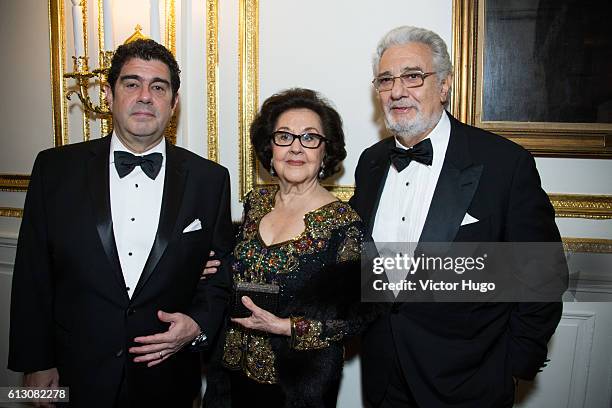 Alvaro Maurizio Domingo, Marta Domingo, Placido Domingo attends The Hispanic Society Museum and Library 2016 Gala at Metropolitan Club on October 6,...