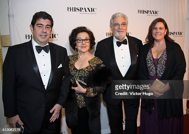 Alvaro Maurizio Domingo, Marta Domingo, Placido Domingo attends The Hispanic Society Museum and Library 2016 Gala at Metropolitan Club on October 6,...