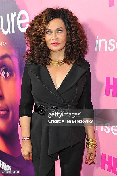Fashion designer Tina Knowles attends the premiere of HBO's "Insecure" at Nate Holden Performing Arts Center on October 6, 2016 in Los Angeles,...