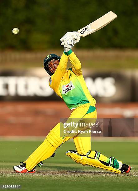 Arjun Nair of CA XI bats during the Matador BBQs One Day Cup match between New South Wales and the Cricket Australia XI at Hurstville Oval on October...