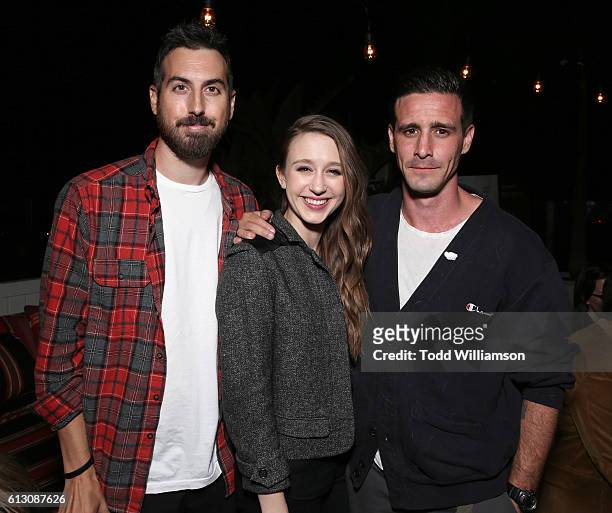 Director Ti West, Taissa Farmiga and James Ransone attend an "In A Valley Of Violence" Beyond Fest Post-Reception at Mama Shelter on October 6, 2016...