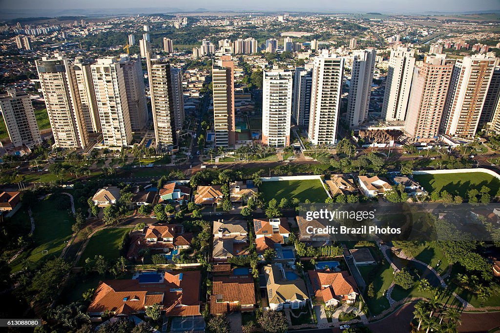 Aerial view of high-class district in Ribeirao Preto city,...