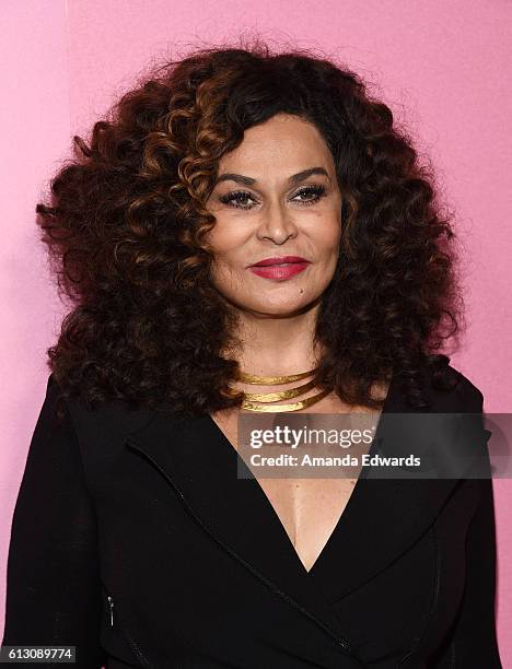 Fashion designer Tina Knowles arrives at the premiere of HBO's "Insecure" at the Nate Holden Performing Arts Center on October 6, 2016 in Los...