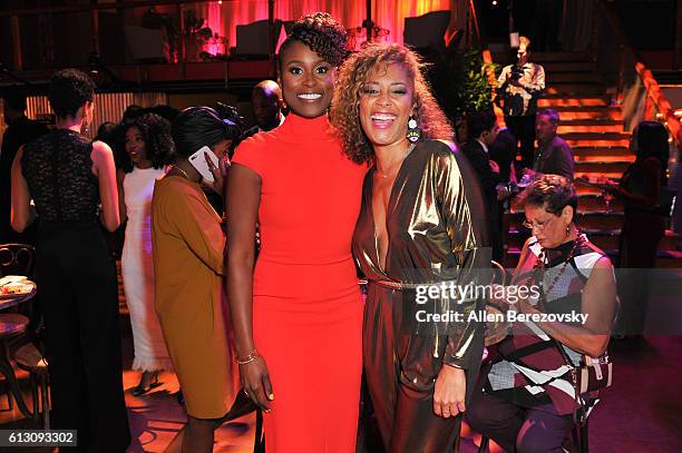 Creator/Actress Issa Rae and actress Amanda Seales attend the HBO's 'Insecure' Premiere - After Party at Studio 11 on October 6, 2016 in Los Angeles,...