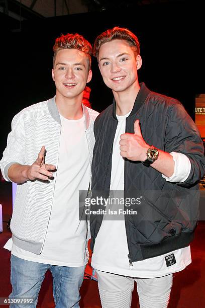 Heiko Lochmann and Roman Lochmann alias 'Die Lochis' attend the Tribute To Bambi at Station on October 6, 2016 in Berlin, Germany.