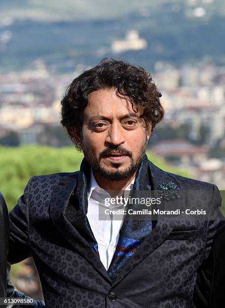 Irrfan Khan attends a photocall for 'Inferno' on October 7, 2016 in Florence, Italy.