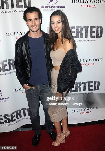 Actor Ryan Walker and Janae Monfort arrive for the Premiere Of Winterstone Pictures' "Deserted" held at Majestic Crest Theatre on October 6, 2016 in...