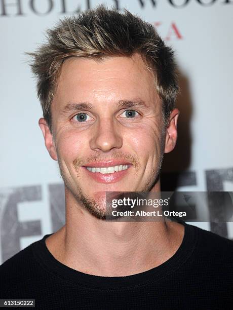 Actor Tyler Sellers arrives for the Premiere Of Winterstone Pictures' "Deserted" held at Majestic Crest Theatre on October 6, 2016 in Los Angeles,...