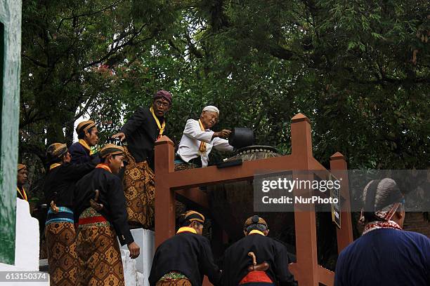 Surakarta Palace servant known as abdi dhalem held procession Nguras Enceh ceremony in the complex of the Tomb Kings Mataram, Yogyakarta, Indonesia,...