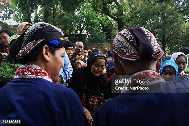 Javanese people jostled to get water from the procession Nguras Enceh ceremony in the complex of the Tomb Kings Mataram, Yogyakarta, Indonesia, on...