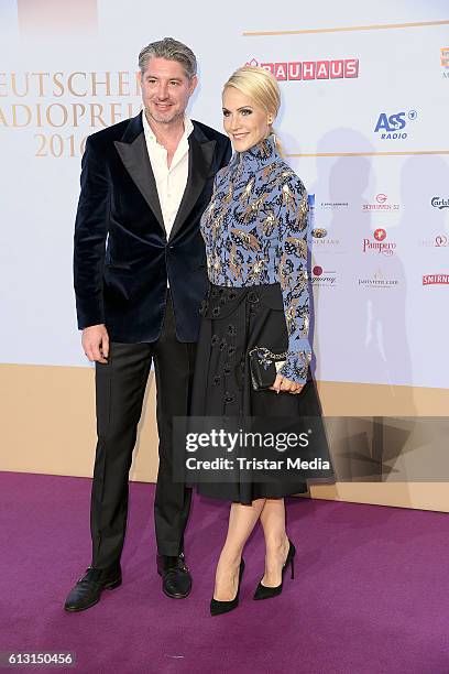 German new anchor Judith Rakers and her husband Andreas Pfaff attend the Deutscher Radiopreis 2016 on October 6, 2016 in Hamburg, Germany.