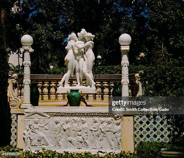 Copy of a statue known as the Three Graces by Antonio Canova located at Hearst Castle, San Simeon, California, 1975. .