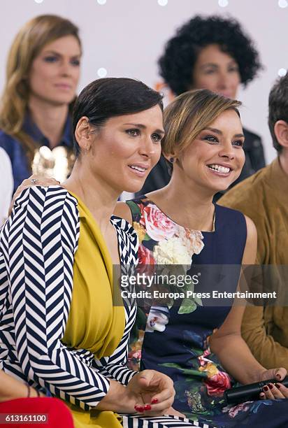 Rosa Lopez and Chenoa attend 'OT 1 El Reencuentro' televison talent show at TVE studios on October 6, 2016 in Madrid, Spain.