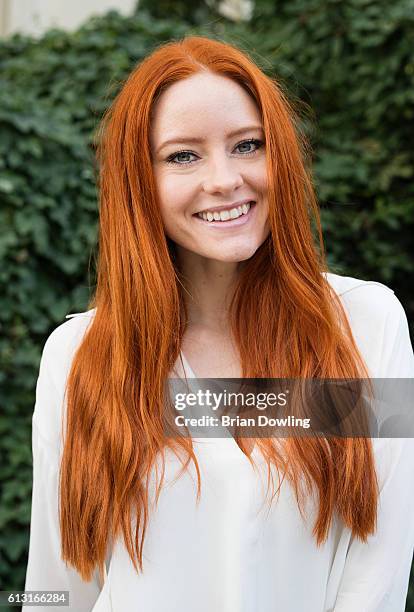 Model and actress Barbara Meier near Franzoesischer Dom in Mitte on October 7, 2016 in Berlin, Germany.