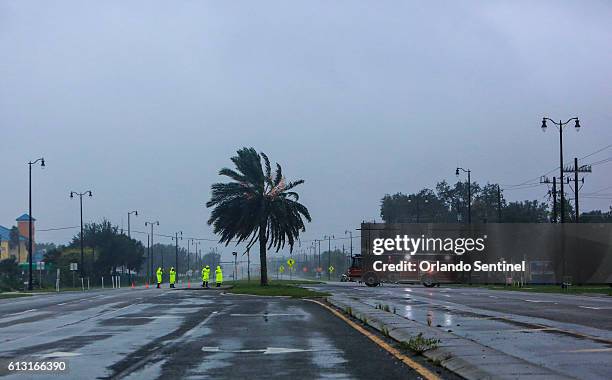 Fire crews have Hwy 17-92 blocked in both directions from a downed power line in front of the IHOP at 3150 S Orlando Dr in Sanford on October 7, 2016.