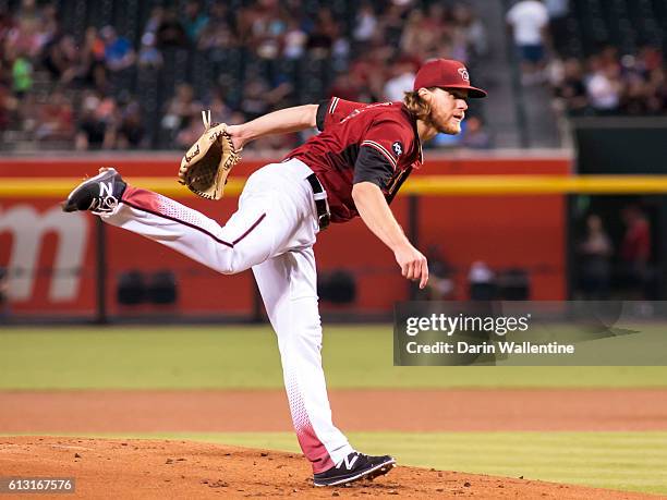 Matt Koch of the Arizona Diamondbacks delivers a pitch in the first inning of the MLB game between the San Diego Padres and Arizona Diamondbacks at...