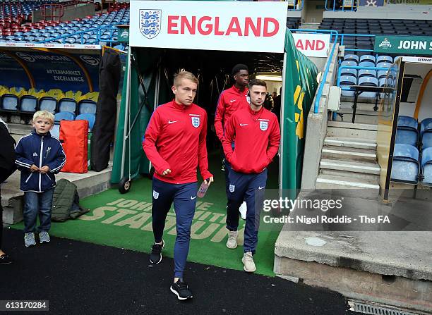 Players of England arrive ahead of the Under 20s Four Nations Tournament match between England and Germany at John Smith's Stadium on October 7, 2016...