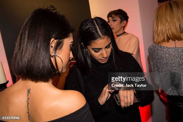 Guests attend an influencer launch of the new Kat Von D Beauty range at 15 Bateman Street in Soho on October 7, 2016 in London, England.