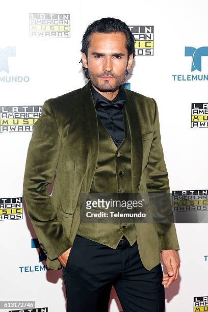 Press Room" -- Pictured: Actor Fabian Rios poses backstage at the 2016 Latin American Music Awards at the Dolby Theater in Los Angeles, CA on October...