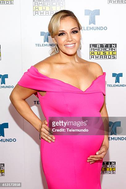 Press Room" -- Pictured: Recording artist Rosie Rivera poses backstage at the 2016 Latin American Music Awards at the Dolby Theater in Los Angeles,...