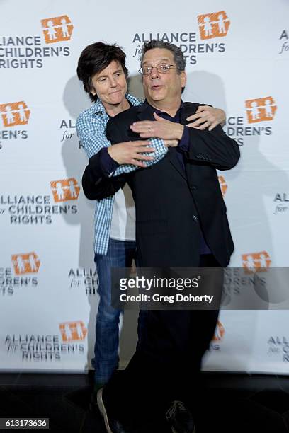 Comedians Tig Notaro and Andy Kindler arrive at the 7th Annual Right To Laugh at Avalon Hollywood on October 6, 2016 in Hollywood, California.