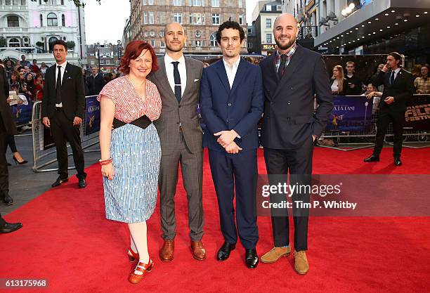 Festival director Claire Stewart with producer Fred Berger, director Damien Chazelle and producer Jordan Horowitz as they attend the 'La La Land'...