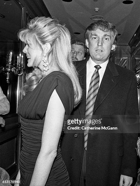 7th: Donald Trump and Marla Maples pose for a photo at comedian Joey Adams' 80th birthday party on January 7, 1991 in New York City, New York. "n