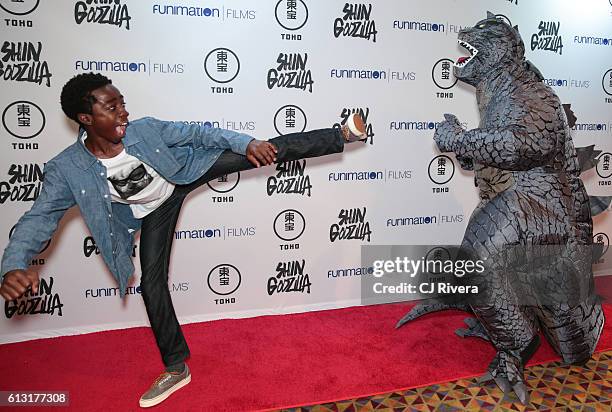 Actor Caleb McLaughlin of "Stranger Things" attends "Shin Godzilla" New York Comic Con Premiere on October 5, 2016 in New York City.