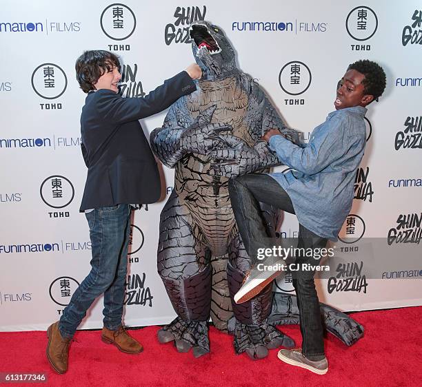 Finn Wolfhard and Caleb McLaughlin of "Stranger Things" attend "Shin Godzilla" New York Comic Con Premiere on October 5, 2016 in New York City.