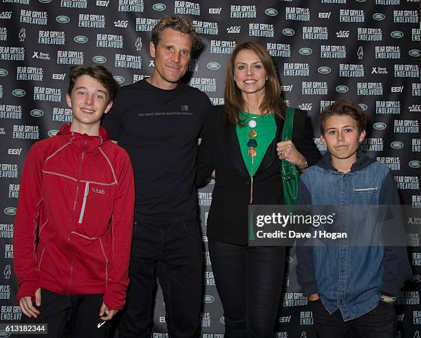 James Cracknell and family arrive for "Bear Grylls: Endeavour" at SSE Arena Wembley on October 7, 2016 in London, England.